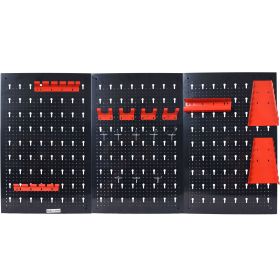 Pegboard Wall Organizer, 4ft Metal Garage Pegboard Tool Organizer w/3 Pegboards, Drill Bit Rack, Wrench Rack, Hooks Accessories