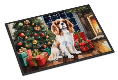 NEW Cavalier Spaniel Cozy Christmas Doormat Front Door Mat Indoor Outdoor Rugs for Entryway, Non Slip Washable Low Pile, 18H X 27W