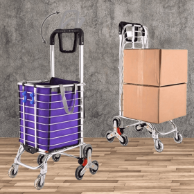 Stair Climbing Collapsible Shopping Carts for Groceries and Hand Truck 2-in-1, Lightweight Utility Cart with Waterproof Liner Basket