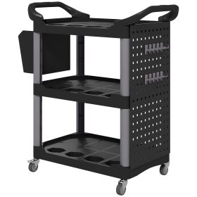 3-Tier Rolling Tool Cart, 200 LBS Capacity Plastic Utility Cart With Side Shelf And Bucket, Black And Light Gray (Option: Gray)