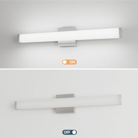 Bathroom Vanity Light Brushed Nickel Square LED 25 Inch 14W 6000K Cool White Light Wall Bar Lighting Fixtures Over Mirror -Brushed Nickel, 25in (Option: 25inches)