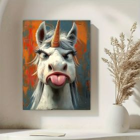 1 Piece Canvas Painting With Wooden Frame, Ready To Hang, Whimsical Unicorn Canvas Art Print - Framed Cartoon Wall Decor For Living Room, Bedroom (Option: 36x24inch)