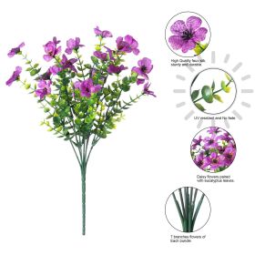 Artificial Outdoor UV-proof Decorative Simulation Green Plant Plastic Flowers (Color: Purple)