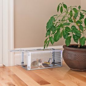 1Pc Single Door Rat Trap Cage Humane Rodent Trap Mouse Trap Indoor Outdoor For Small Rodents Mice Voles Hamsters (Option: 1Pc Silver)
